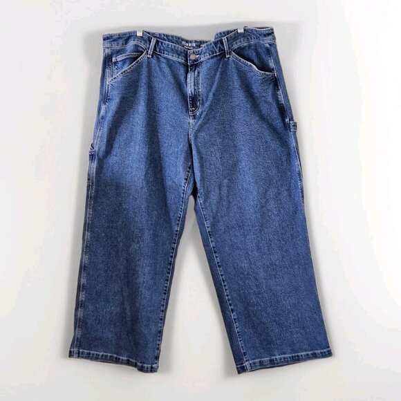 Torrid Jeans Womens 24R Blue Denim High Rise Carpenter Stretch Wide Leg Pockets - Picture 1 of 16